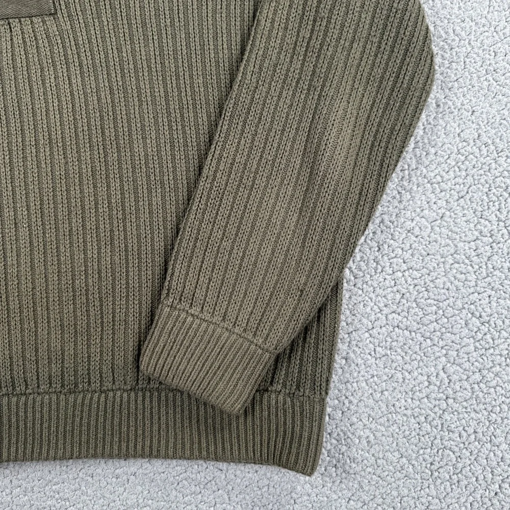 Duluth Trading Co Shawl Collar Infantry Sweater Men Medium Green Cotton Wool